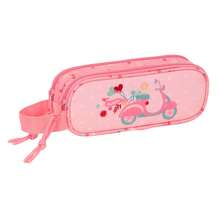Estuche de lápices rectangular Moos con correa elástica trasera, organizador escolar con 3 compartimentos con cremallera separados y bolsillo interior central, para la vuelta al cole - Doble Recic - Ver 2