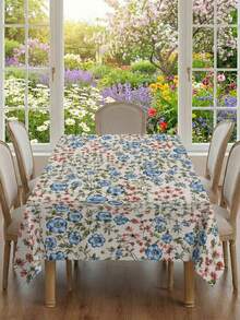 1/2pcs Tablecloth, Rustic Blue & Red Floral Tablecloth, Polyester Material, Suitable For Kitchen, Dining Room, Coffee Table, Picnic, Camping, Countryside Decor, Square Or Round Shape, Ideal For Table Protection And Holiday Decoration - Multicolor - View 18