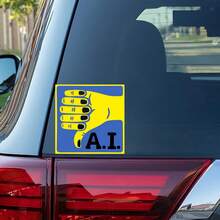 1PC Funny Anti AI Style Vinyl Sticker, Durable Thumbs Down Hand Gesture Decal With Bold A.I. Text For Laptop, Water Bottle, Journal, Notebook, Planner, Phone Case And Desk Decor - Multicolor - View 8