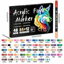 12/24/36/48/72/120pcs Boxed Multi-Specification Dual-Tip Dual-Color Acrylic Paint Markers, Single Pen 2 Colors 0.5-5mm Soft Brush Tip, Water-Based Quick Dry Waterproof High Coverage, Classic / Skin Tone / Macaron / Metallic Multi-Color Options Available, Stone Ceramic Canvas Wood Multi-Material DIY Hand Painting Graffiti Art Drawing Pens - Double Soft Tip Two-color Marker - View 14