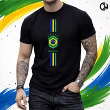 Brazil World Cup Soccer T-Shirt - New Release - 100% Cotton - 黑色 - 查看 1