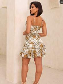 Women's June Festival Dress With 3 Ruffles And Padded Cups, For July Festivities, June Celebrations, Saint John's Day, Elegant Country Fashion, Cute, Boho, Beach, Vacation. - 薑色 - 查看 4