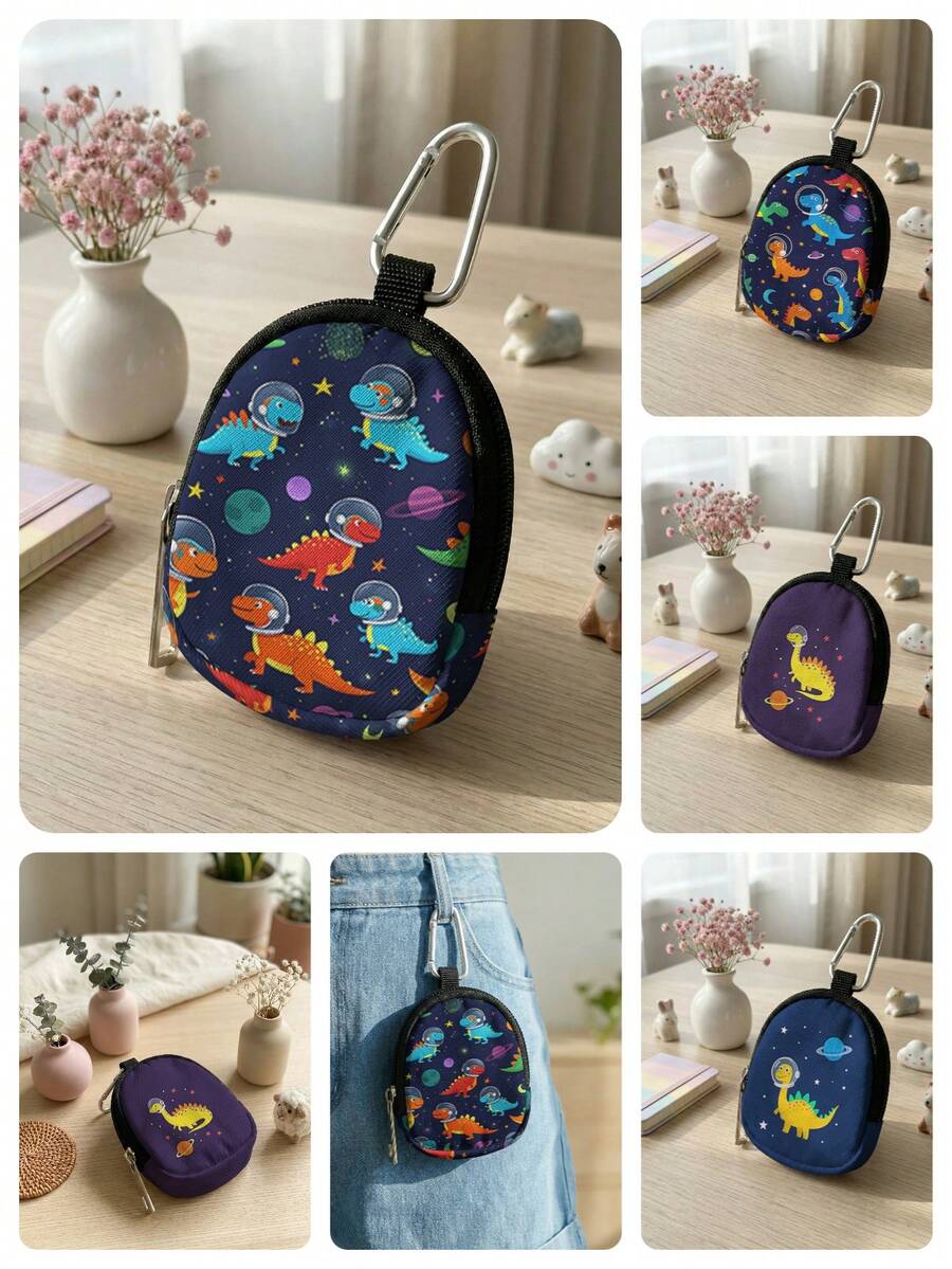 1pc Cartoon Dinosaur Pattern Coin Purse, Lightweight & Compact Multi-Function Card Holder, Coin Pouch With Buckle, Back To School Coin Purse Card Holder Storage Bag, Convenient To Carry, Suitable For Coins, Cards, Accessories, Keys, Miscellaneous Items, Perfect As A Gift For Girls And Boys, Coin Purse Storage Bag Gift For Friends - Multicolor - View 1