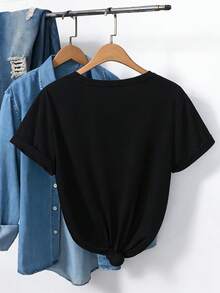 Women's T-Shirt For Spring And Summer - Black - View 2