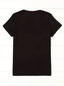 Women's T-Shirt For Spring And Summer - Black - View 2