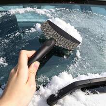 1pc Car Rhinestone Ice Scraper With Long Handle, Frost Remover Brush For Windshield, Stainless Steel Scraper, Car Winter Accessory Suitable For Cars, Trucks, SUVs, Snow Shovel - Multicolor - View 2