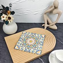 IOOJA 20/50pcs 2-Ply Unfolded Size 33*33cm Bohemian Floral Pattern Printed Party Napkins, Disposable Tissue Paper Suitable For Theme Parties, Essential For Company Events, Friends Gatherings - Multicolor - View 5