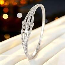 1pc Fully Paved Star Trail Bracelet, Luxury Niche Design Elegant Accessory, Versatile Daily Wear Bangle - Bracelet - View 2