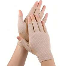 Women's Sun-Protective Fingerless Gloves, UV-Protective, Non-Slip Outdoor Driving Gloves - Apricot - View 1