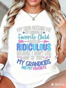 Camiseta 100% Algodón "Mis Nietos Son Los Favoritos del Abuelo y de la Abuela" - Camiseta Cómoda de Manga Corta de Algodón para Hombres y Mujeres - Ropa Fresca de Verano para Mujer - Blanco - Ver 2