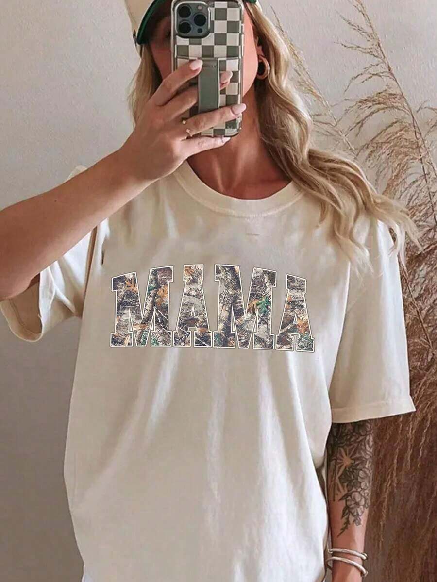 Camiseta de manga corta con cuello redondo y estampado casual para mujer, estilo resort a la moda, tu artículo esencial diario. Camiseta con Estampado, Tops de Mujer, Vacaciones de Verano. Mother's Day Gift playeras de mujer - Blanco-2 - Ver 1