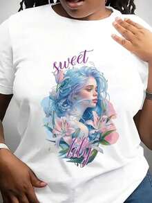 Oferta por tiempo limitado, cantidad limitada disponible,  relámpago, camisas de mujer, camisetas de mujer Camiseta Sweet Lily, regalo para amantes de las flores, camiseta con estampado de lirio rosa, regalo para mujeres, ilustración romántica, regalo para amantes del rosa, para amantes de la primavera. - Blanco - Ver 10
