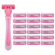 Pink Women's Classic Manual Hair Removal Razor Set - Hypoallergenic, Reusable, 1 Handle + Blade, 3-Layer Stainless Steel, Smooth And Non-Irritating, Normal Skin Tone, Hair Removal Device - Safety Razor - View 13