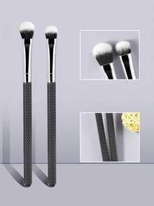 ronshadow Bộ 2 cọ trang điểm mắt và che khuyết điểm đầu tròn, lông mềm, thích hợp dùng với phấn phủ, giúp tán đều và chính xác, bộ cọ trang điểm mặt thân thiện với người mới bắt đầu. - màu đen - Xem 2