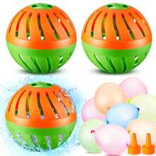 Bomba de agua con temporizador de 3 piezas con 50 globos de agua con bomba de agua de patata, juguete para actividades al aire última intervensión, juegos de broma, suministros para - Verde naranja - Ver 6