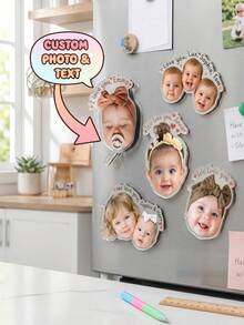 1pc Custom Baby Face Fridge Magnets, Personalized Text Acrylic Magnets, Kitchen Decor, Mother's Day/Father's Day Gifts, New Parent Keepsakes, Baby Shower Gift - Multicolor - View 4
