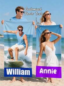 Customized Photo Beach Scarf, Customized Pattern Beach Scarf, Bath Towel, Customized Face Towel, Customized Pet Face Towel, Customized Printed Towel, Summer Holiday Bathroom Decoration, Travel Essentials, Travel Accessories, Beach Essentials, Sunshine Journey - Multicolor - View 1