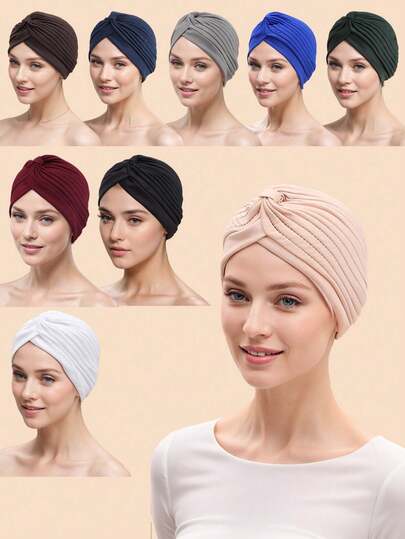 Mũ turban unisex, khăn trùm đầu, mũ đội đầu thoáng khí, phù hợp cho sử dụng hàng ngày, thiết kế xếp ly xoắn, mũ thời trang đa năng, hoạt động ngoài trời, mũ đa chức năng cho người hóa trị và mũ ngủ.