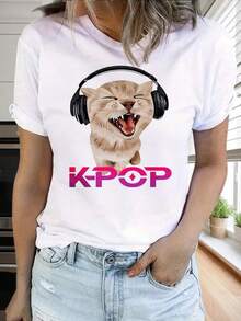 Cat With Headphones T Shirt For Women Cute Animal Music Lover Fashion Top220gPlayeras De Mujer Algodon Blusas Frescas Para El Calor Blusas Dama Playeras De Dama Playeras Mujer Blusa Blanca Playeras Basicas De Mujer Blusas Oversize Para Dama Playeras Oversize De Mujer  Y2k Mujer Verano Camisetas De Mujer Algodón Playeras Para Mujer Blusas Casuales Para Dama Envio Nacional - Blanco - Ver 1