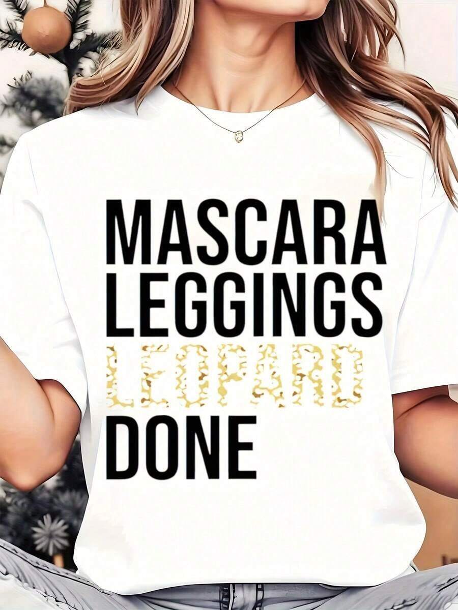 Playera Holgada para Mujer, Estampado de Leopardo, Cuello Redondo, Casual, Uso Diario, Suave y Cómoda, para Vacaciones, 220g - Blanco - Ver 1