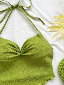 Nuevo conjunto informal de vacaciones de primavera/verano para invitados a bodas en la playa, graduación, brunch, Día de San Patricio, Spring Break, Pascua, festivales de música, elegante, bohemio, tropical, con estampado de rayas azul y blanco, camiseta de tirantes finos y conjunto de 2 piezas - Verde - Ver 5