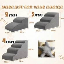 2/3/4/5 Degraus para Animais de Estimação, Antiderrapante e Durável, Removível e Lavável para Sofá/Cama, Adequado para Cães/Gatos Feridos, Idosos e Animais de Estimação com Dor nas Articulações, Produto Mais Vendido - Cinza Claro - Visão 6