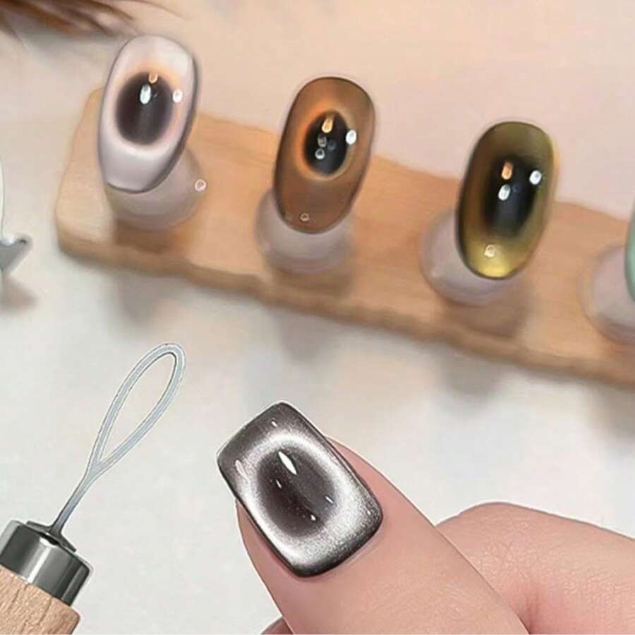 1/5/10 chiếc Nam châm hình mắt mèo rỗng mới đang thịnh hành dùng cho móng tay, Gel mắt mèo từ tính siêu dẫn, Mắt mèo có lỗ, Nam châm mạnh đặc biệt - Nhiều màu - Xem 1