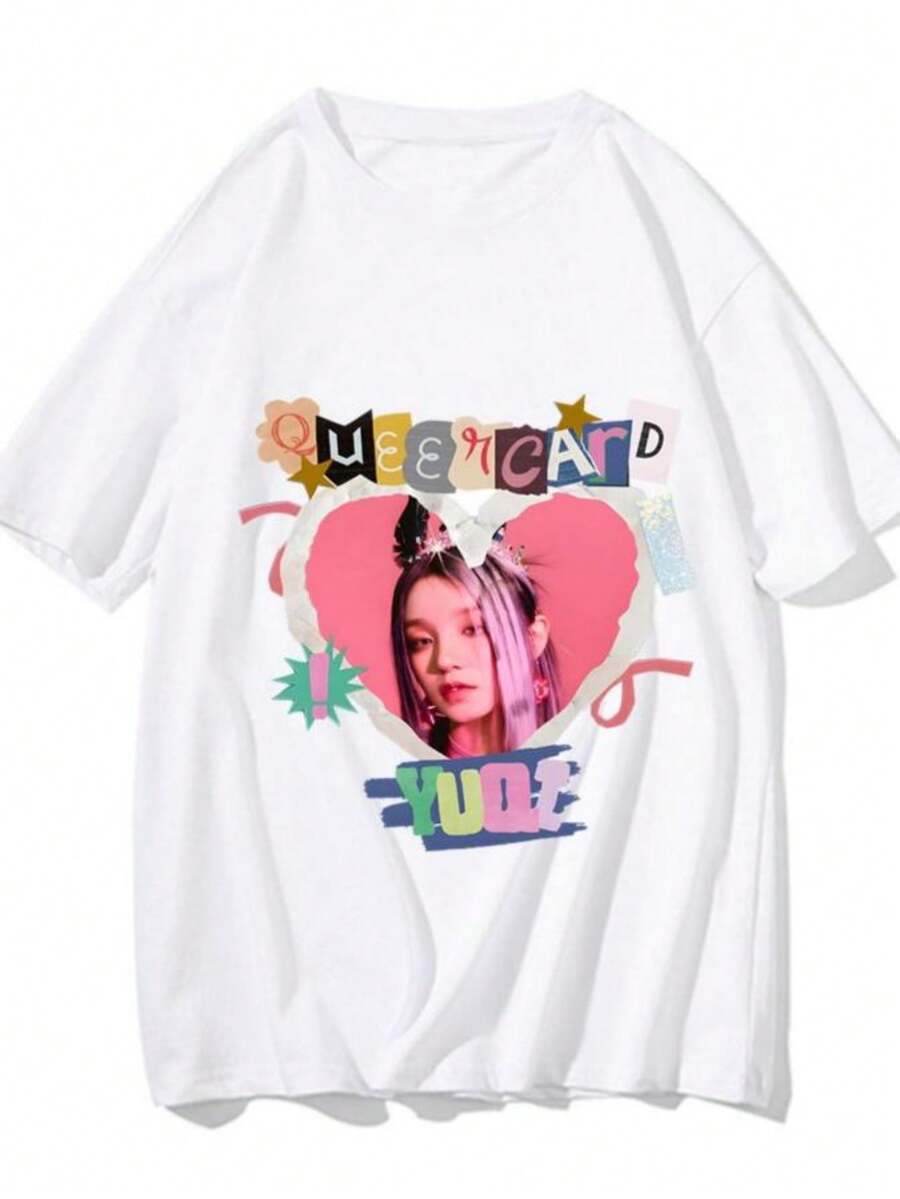 blusas para mujer 2026 GIDLE I Am FreeT Shirt Group Clothing (G) I-DLE MIYEON YUQI Short-sleeved T-shirt Neutral To Fans Tees Fashion Short Sleeve - Blanco - Ver 1