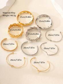 10pcs/Set Wavy Knot Round Bracelet, Fashionable & Elegant Accessories, Suitable For Women's Daily Wear, Gift For Girlfriend (Includes Size Chart For Customized Purchase) - Multicolor - View 3