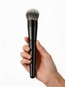 1pc Large Round Foundation Brush - Professional Synthetic Fiber Makeup Brush, Suitable For Contouring, Foundation, Concealer, Blush, Bronzer And Powder Application - Black - View 7
