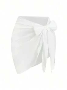 Conjunto de 3 piezas para mujer de verano con top básico de unicolor y minifalda coordinados, con detalle de nudo lateral - Multicolor - Ver 3