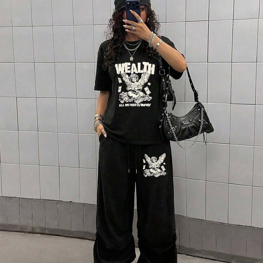 Camiseta para Mujer con Estampado de Diente y Pasta Dental, Manga Corta - Negro - Ver 1