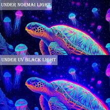 1pc Glow In The Dark Tapestry With Sea Turtle, Jellyfish, Coral Pattern, Large Size Plush Velvet Fluorescent Print Wall Hanging Tapestry For Bedroom, Party, Holiday Decor, Comes With Accessories - A - View 9