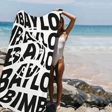 Fashion B B BimbaeS L LolaeS Microfiber Printed Beach Towel Mountain Climbing Yoga Beach Swimming Running Absorbent Soft Towel - 白色 - 查看 1