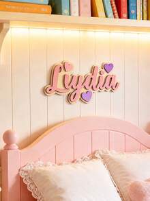 Personalized Heart-Shaped Wooden Door Sign: Customized Name And Number Plaque, Handcrafted From Premium Natural Wood With Multiple Color Options. For Apartments, Bedrooms, Offices, Hotels, Gardens And Other Spaces, Housewarming Gift - Multicolor - View 3