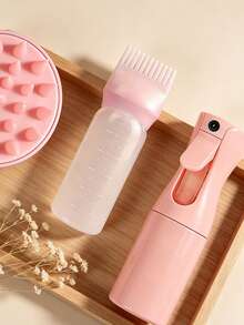 3Pcs Hair Care Tools Set - Scalp Massager Shampoo Brush, Root Applicator Bottle, Continuous Fine Mist Spray Bottle For Hair Styling - Multicolor - View 4