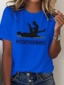 Women's Physiotherapist Design T-Shirt - Soft, Sheer, Relaxed Fit Contoured T-Shirt Designed For Body Relaxation, Casual Shirt For Medical Workers, Suitable For Physiotherapy, Casual Wear - Ideal Gift For Physiotherapists, Physiotherapy Gift, Clothing, Comfortable Fit Women's Casual Blouse. - 藍色 - 查看 7