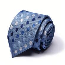 AlanKing 1 chiếc cà vạt chấm bi xanh dương, rộng 7.5cm, thích hợp cho các dịp công sở, thường ngày, đám cưới và tiệc tùng. - Màu sắc hỗn hợp - Xem 2
