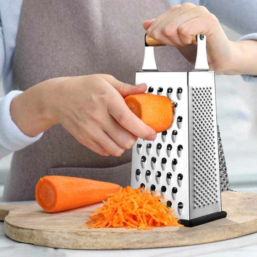 1set Stainless Steel, With Four Sides For Zucchini, Carrots, And Cheese,Potato Slicer, Multifunctional Kitchen Grater, Vertical Grater, Handheld Stainless Steel, Four Sided Grater, Household Kitchen Vegetable And Fruit Grater, - Multicolor - View 1