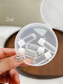 1.5ml/2ml/3ml Glass Sample Vials Set, 5/8pcs Leakproof Mini Liquid Bottles With White Caps, Portable Clear Cosmetic Containers, Refillable Travel Vials For Essential Oils, Perfume, Makeup Samples, Trip, Home Use, Reusable, Small Storage - Multicolor - View 7