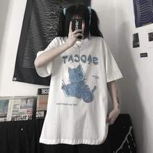 Camiseta de mujer estilo Harajuku, top de dibujos animados lindo estilo INS, camiseta holgada de manga corta, ropa linda. - Blanco - Ver 3