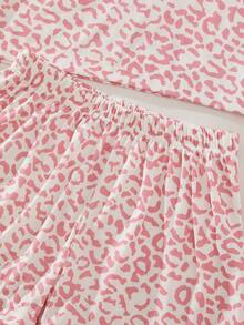 2pcs Women's Fashionable High-End Loose Comfortable Leopard Print Pajama Set - Pink - View 9