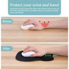 Ergonomic Mouse Pad With Wrist Rest, Features Memory Foam Wrist Support And Non-Slip Base, Suitable For Computer, Cafe, Home And Office, Size: 9.64 X 8.26 Inches, Office Desk Accessory - View 2
