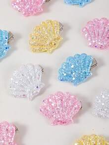 Set de 16 piezas de pinzas para el cabello con estilo de sirena, con conchas brillantes y coloridas, pinzas de pelo pequeñas y lindas de princesa para flequillo y pelos sueltos, accesorios para el cabello de uso diario - Multicolor - Ver 4