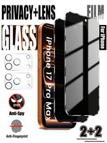 4pcs - Compatible With Apple Models: 2pcs Privacy Tempered Glass Screen Protectors + 2pcs 3D Camera Lens Protectors, 1:1 High Definition, Scratch-Resistant, Explosion-Proof, Durable, Compatible With IPhone X/XR/11/12/13/14/15/16/16 Pro/16 Plus/16 Pro Max/16e/17/17 Air/17 Pro/17 Pro Max Series. Privacy Screen Protector, Phone Case Accessories, Compatible With Phone Cases. - Black - View 27