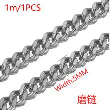 1m 304 Stainless Steel 18K Gold Plated Flat Cuban Chain, Flat Paperclip Style, DIY Handmade Bracelet Necklace Jewelry Accessories - Chain - View 12