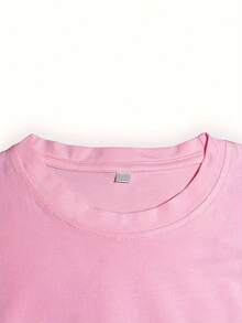 Short-Sleeved T-Shirt, 95% Cotton - Soft And Breathable, Ideal For Casual Summer Wear And Outdoor Sports, With A Loose-Fitting Round Neck, Printed T-Shirt Suitable For Spring, Summer And Autumn - Comfortable T-Shirts For Everyday Wear. - 粉色 - 查看 3