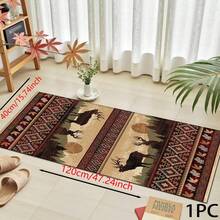 1pc Vintage Floral Pattern Printed Rug, Long Doormat Series, Indoor Entrance Mat, Bedroom Bedside Mat, Kitchen Mat, Suitable For Living Room, Laundry Room, Bathroom - Multicolor - View 5