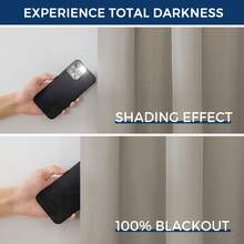 4 Panels 100% Blackout Curtains For Living Room Bedroom, Rod Pocket Light Blocking Window Curtains, Thermal Insulated Drapes Privacy Protection For Bathroom, All Seasons Home Decor. - Khaki - View 4