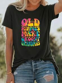 Limited Edition Women's Fashion Clothing, Women's T-Shirts, Elegant Clothing, Suitable For Parties, Campus, Travel, Sports, With Feather Print, Made Of Lightweight Cotton. - 黑色 - 查看 12